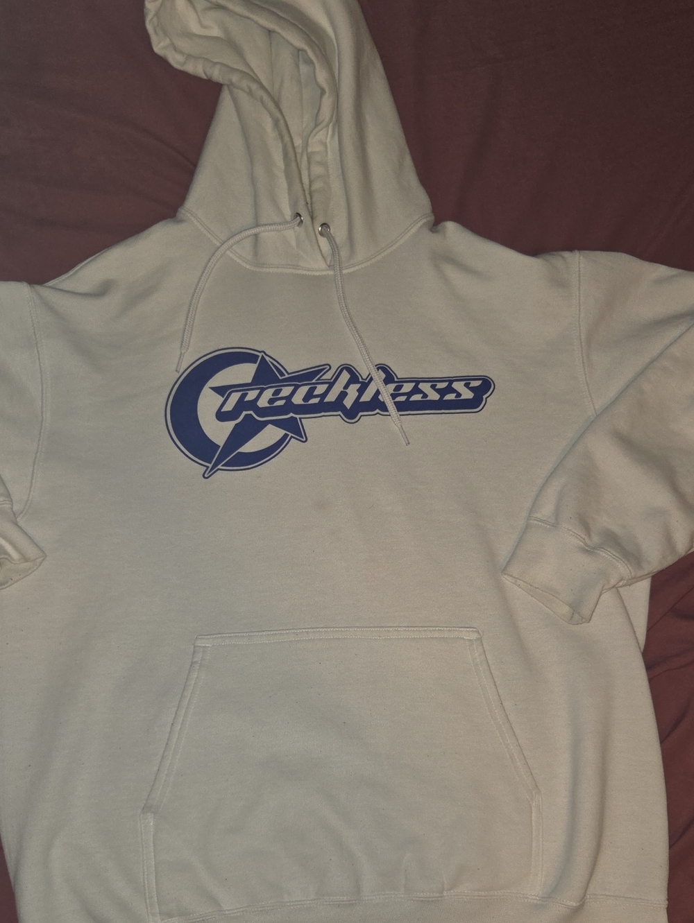 Mens White Young And Reckless Hoddie Size L